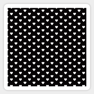 Jet Black and White Heart Pattern Magnet